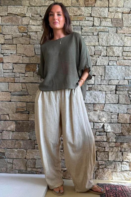 Lindin Linen Blend Dart Barrel Pant Washed Sandstone